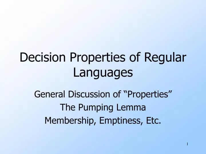 decision properties of regular languages