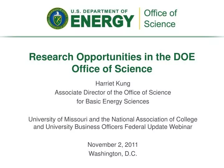 research opportunities in the doe office of science