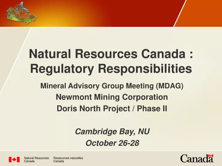 natural resources canada regulatory responsibilities