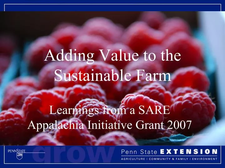 adding value to the sustainable farm