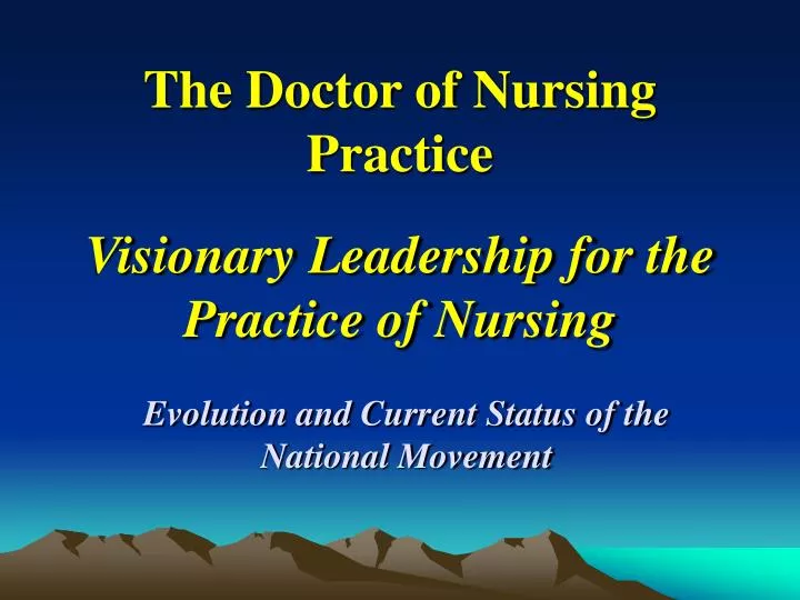 the doctor of nursing practice visionary leadership for the practice of nursing