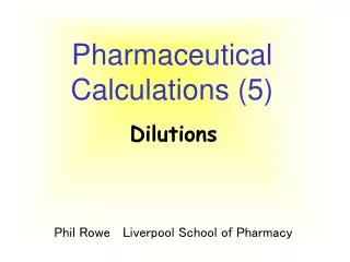 Pharmaceutical Calculations (5)