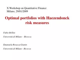 Optimal portfolios with Haezendonck risk measures