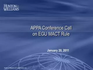 APPA Conference Call on EGU MACT Rule