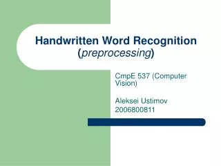 Handwritten Word Recognition ( preprocessing )