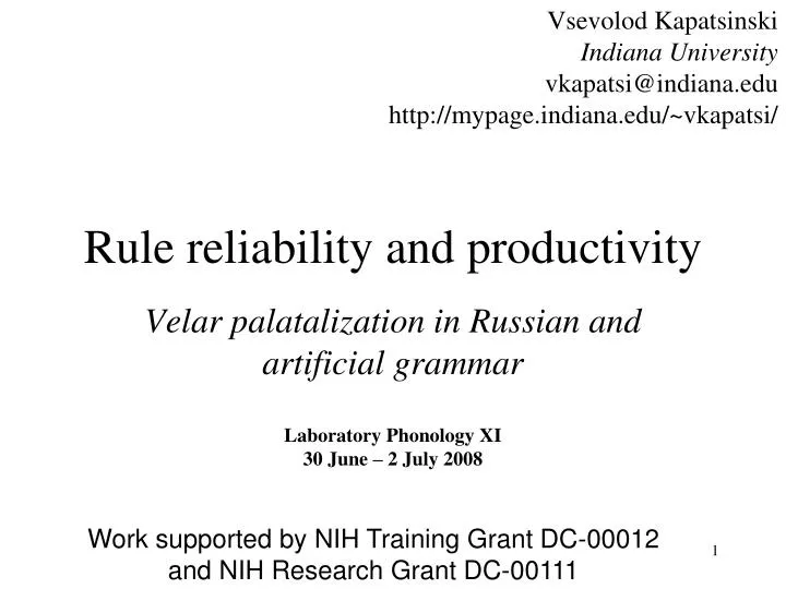 rule reliability and productivity