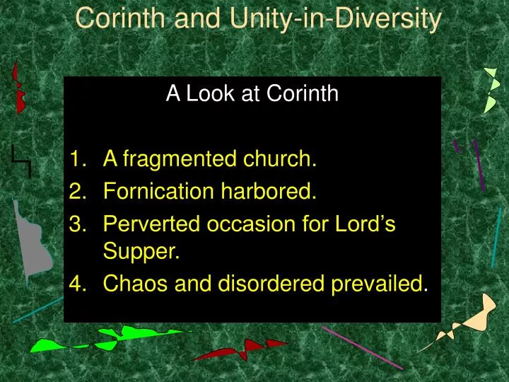 corinth and unity in diversity