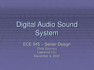 Digital Audio Sound System