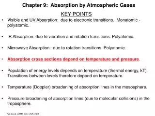 Chapter 9: Absorption by Atmospheric Gases