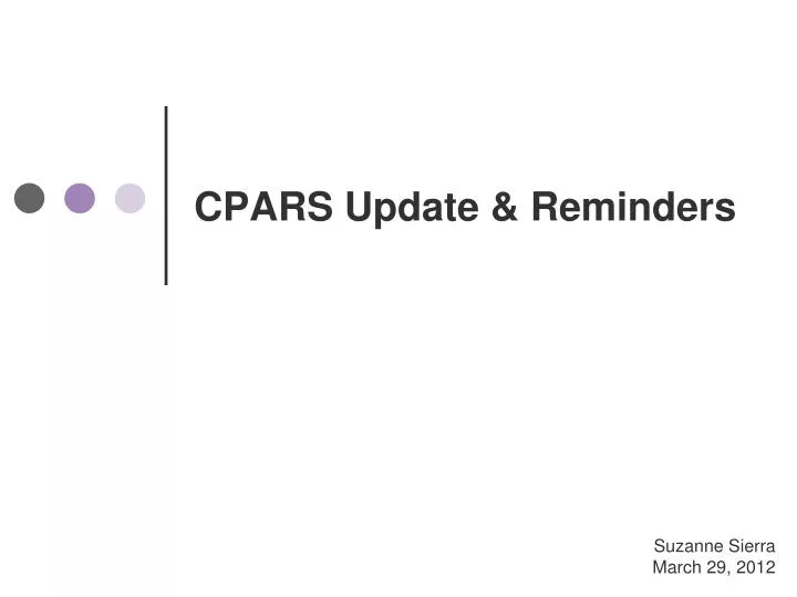 cpars update reminders