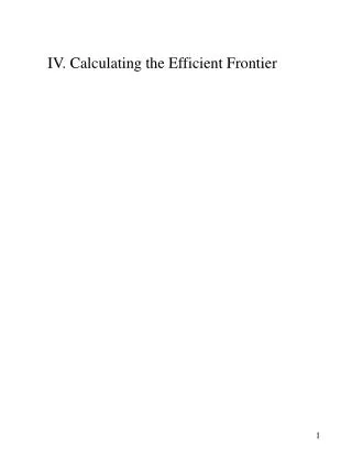 IV. Calculating the Efficient Frontier
