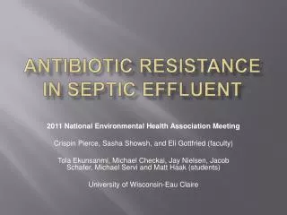 Antibiotic Resistance in Septic Effluent