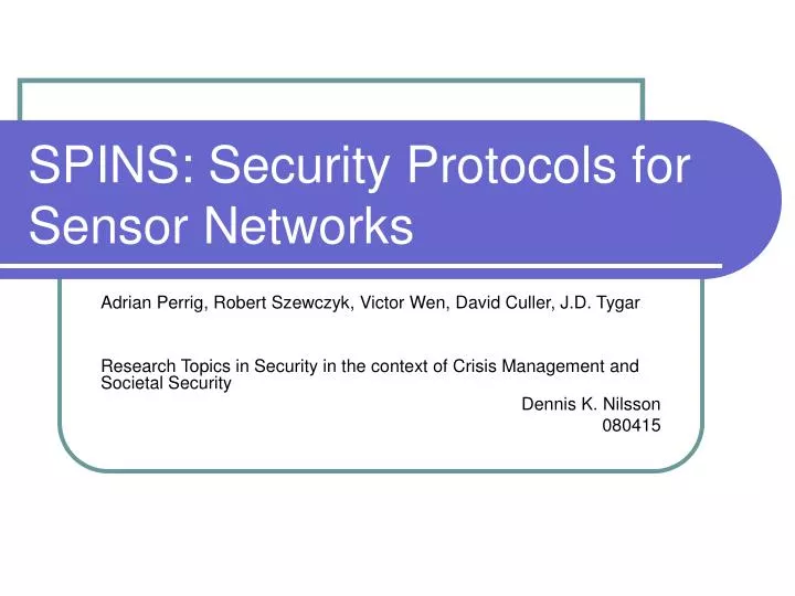 spins security protocols for sensor networks