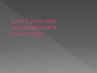 SONY’S EVOLVING HUMAN RESOURCE CHALLENGES