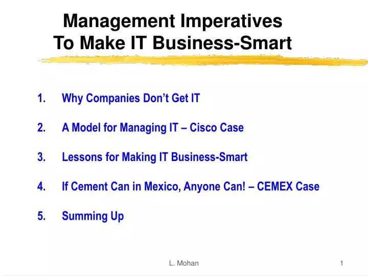 management imperatives to make it business smart