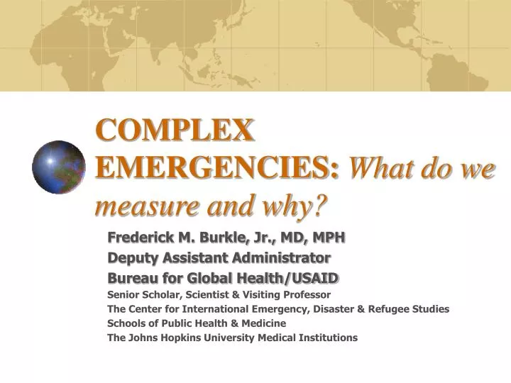 complex emergencies what do we measure and why