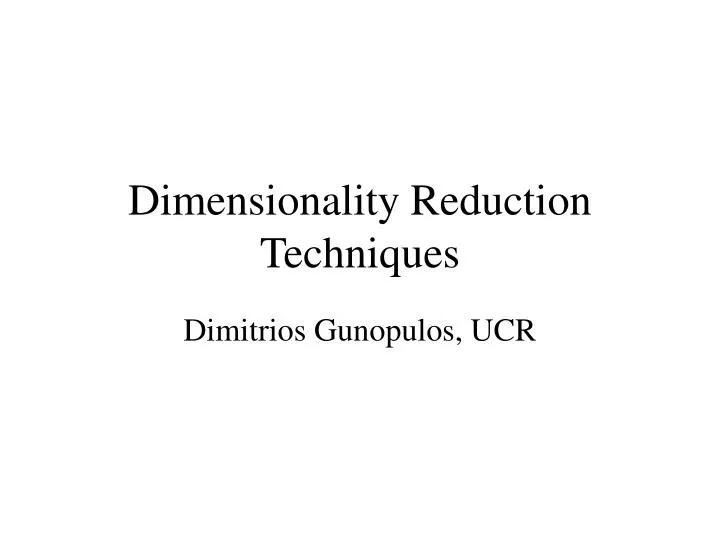 dimensionality reduction techniques