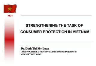 Dr. Dinh Thi My Loan Director General, Competition Administration Department MINISTRY OF TRADE
