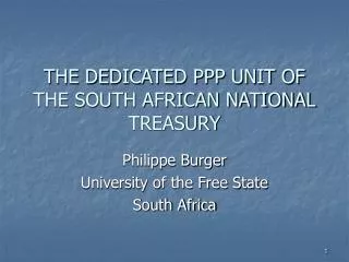 THE DEDICATED PPP UNIT OF THE SOUTH AFRICAN NATIONAL TREASURY