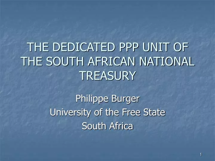 the dedicated ppp unit of the south african national treasury