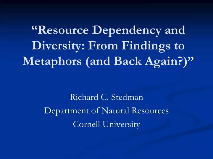 resource dependency and diversity from findings to metaphors and back again