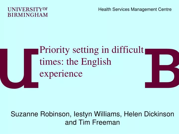 priority setting in difficult times the english experience