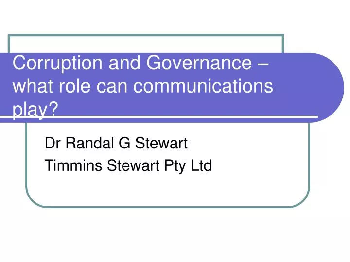 corruption and governance what role can communications play