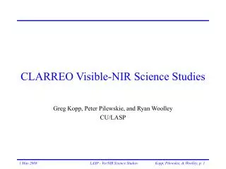 CLARREO Visible-NIR Science Studies