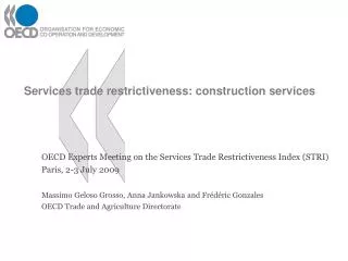 Services trade restrictiveness: construction services