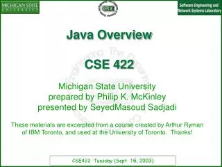 Java Overview CSE 422