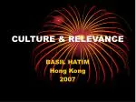 CULTURE &amp; RELEVANCE - slide 1