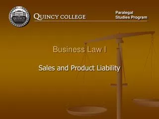 Business Law I Sales and Product Liability