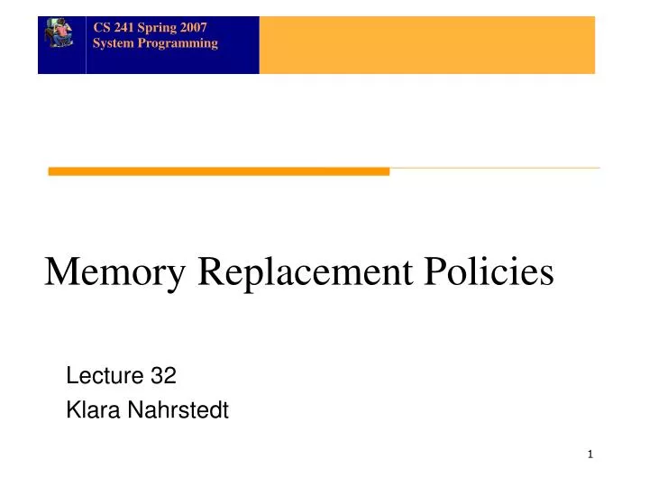 memory replacement policies