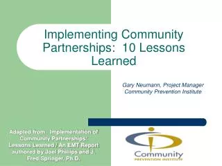 Implementing Community Partnerships: 10 Lessons Learned