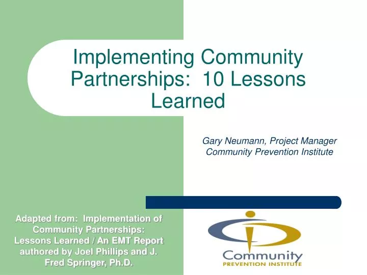 implementing community partnerships 10 lessons learned