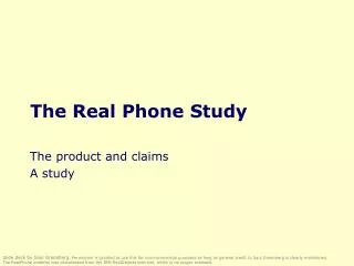 The Real Phone Study