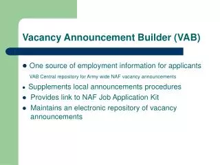 Vacancy Announcement Builder (VAB)