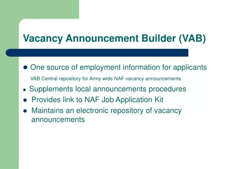 vacancy announcement builder vab