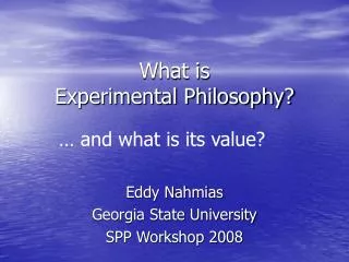 What is Experimental Philosophy?