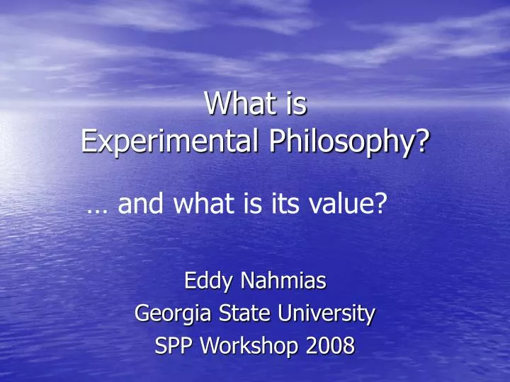 what is experimental philosophy