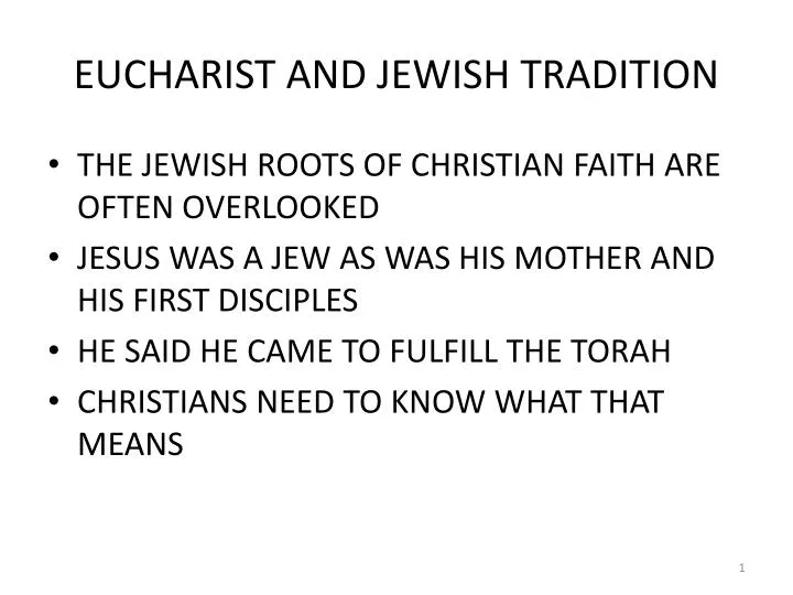 eucharist and jewish tradition