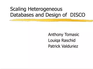 Scaling Heterogeneous Databases and Design of DISCO