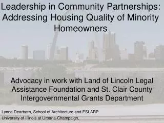 Leadership in Community Partnerships: Addressing Housing Quality of Minority Homeowners
