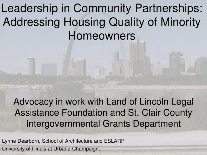 leadership in community partnerships addressing housing quality of minority homeowners