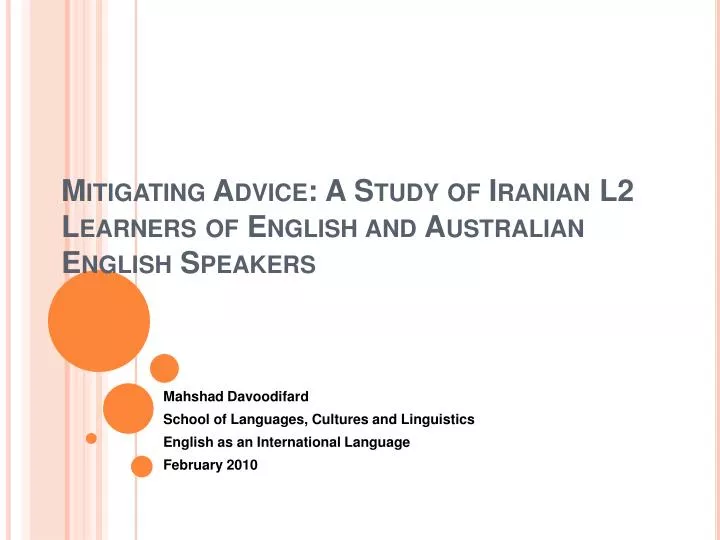 mitigating advice a study of iranian l2 learners of english and australian english speakers