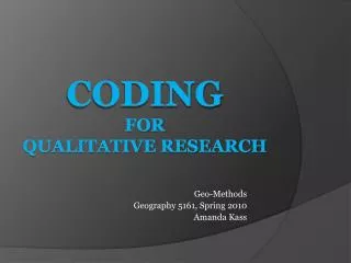 Coding for Qualitative Research