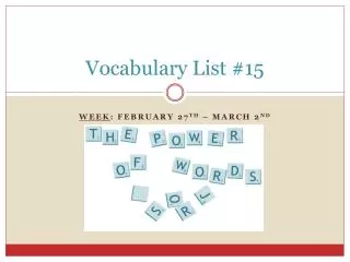 Vocabulary List #15