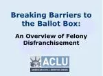 Felony Disfranchisement: Its Impact on Democracy and Voting Rights - slide 1