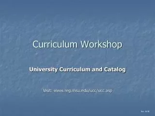 Curriculum Workshop