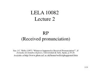 LELA 10082 Lecture 2